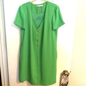 Trina Turk Spring Green Nordstroms Women's Banning 2 Front Zip Shift Dress Sz 10